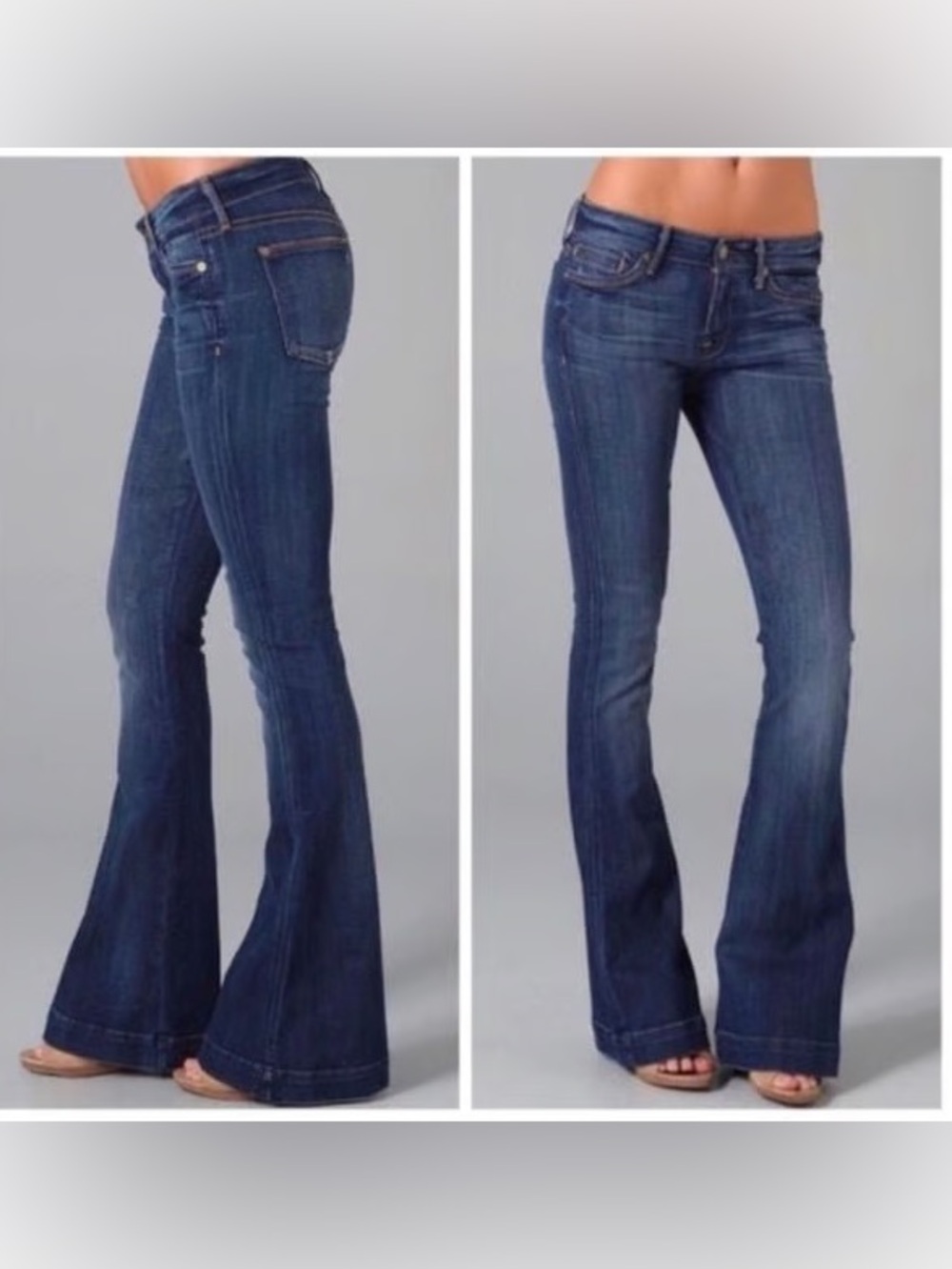 7 For All Mankind Jiselle Phenomenal Flare Jeans 26 2 27 4 Dark Wash mid rise